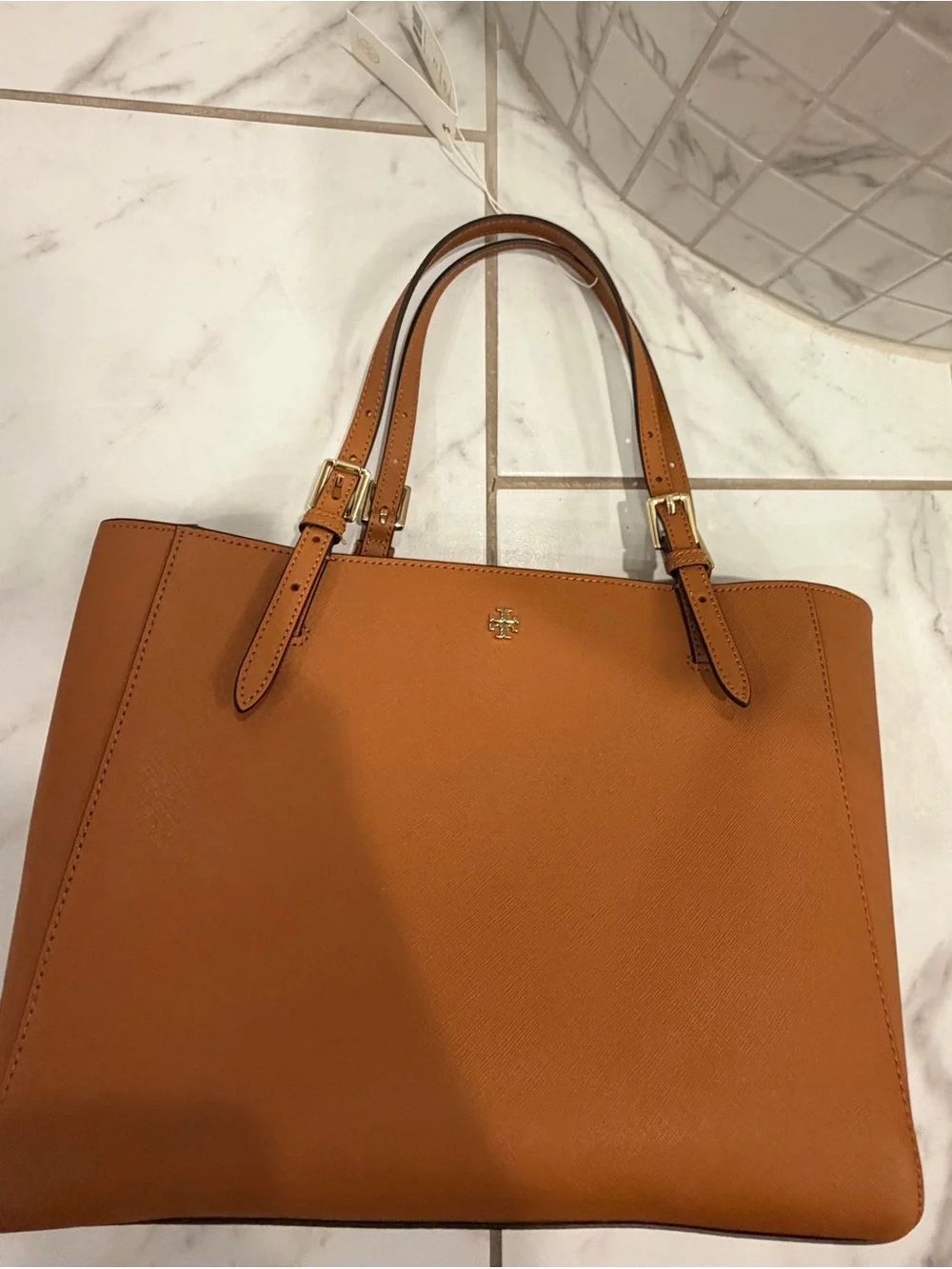 Tory Burch Cognac Saffiano Leather Tote